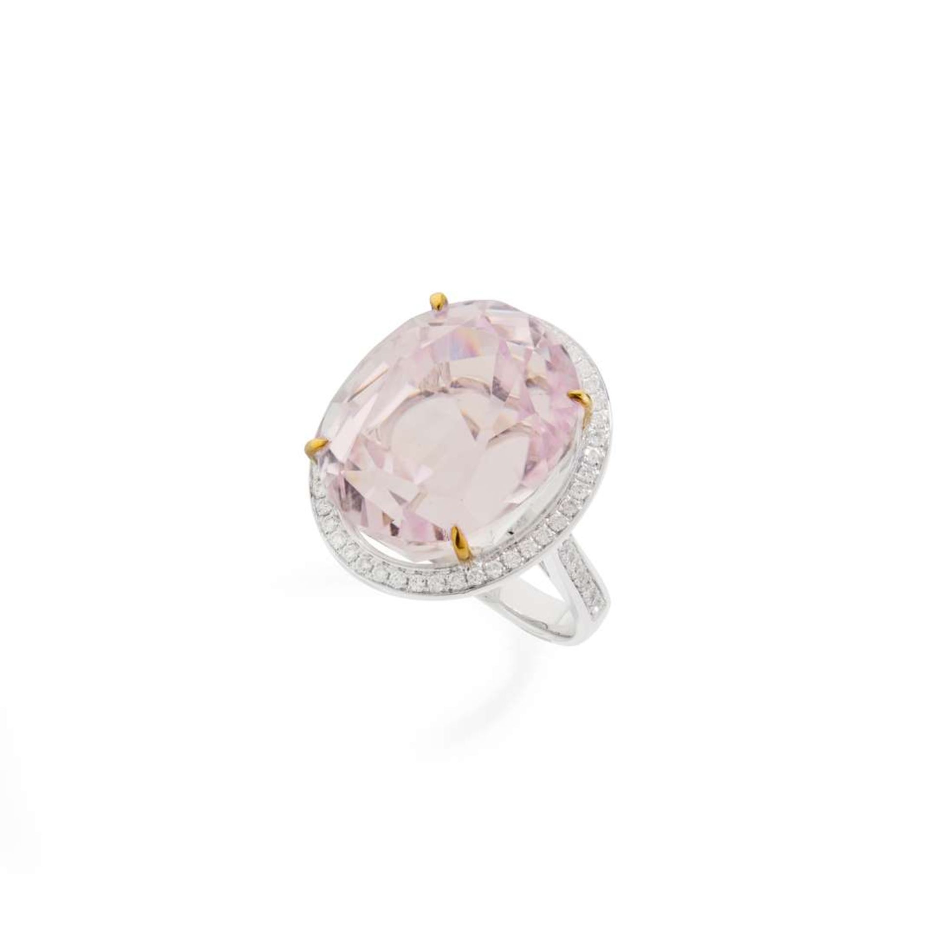 A Kunzite and diamond cocktail ring