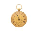 An 18k gold large decorative key-wind pocket watch