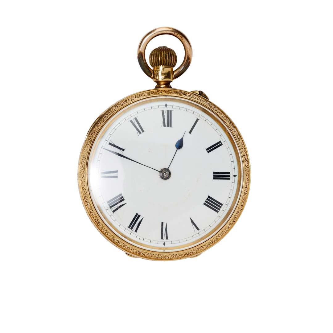 An 18k gold open-face keyless fob watch - Image 3 of 3