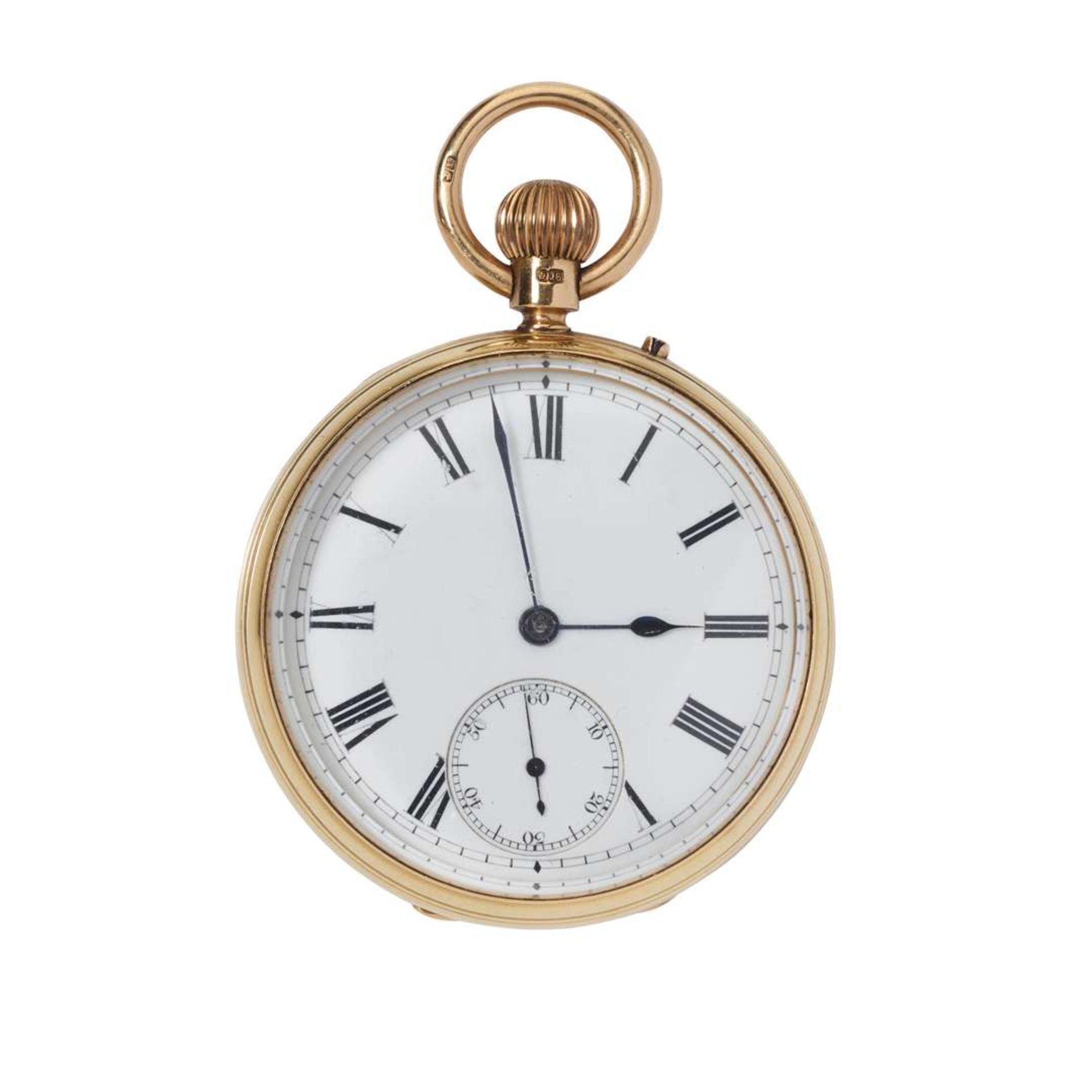 A. Samuel & Son, London. An 18k gold keyless open face pocket watch