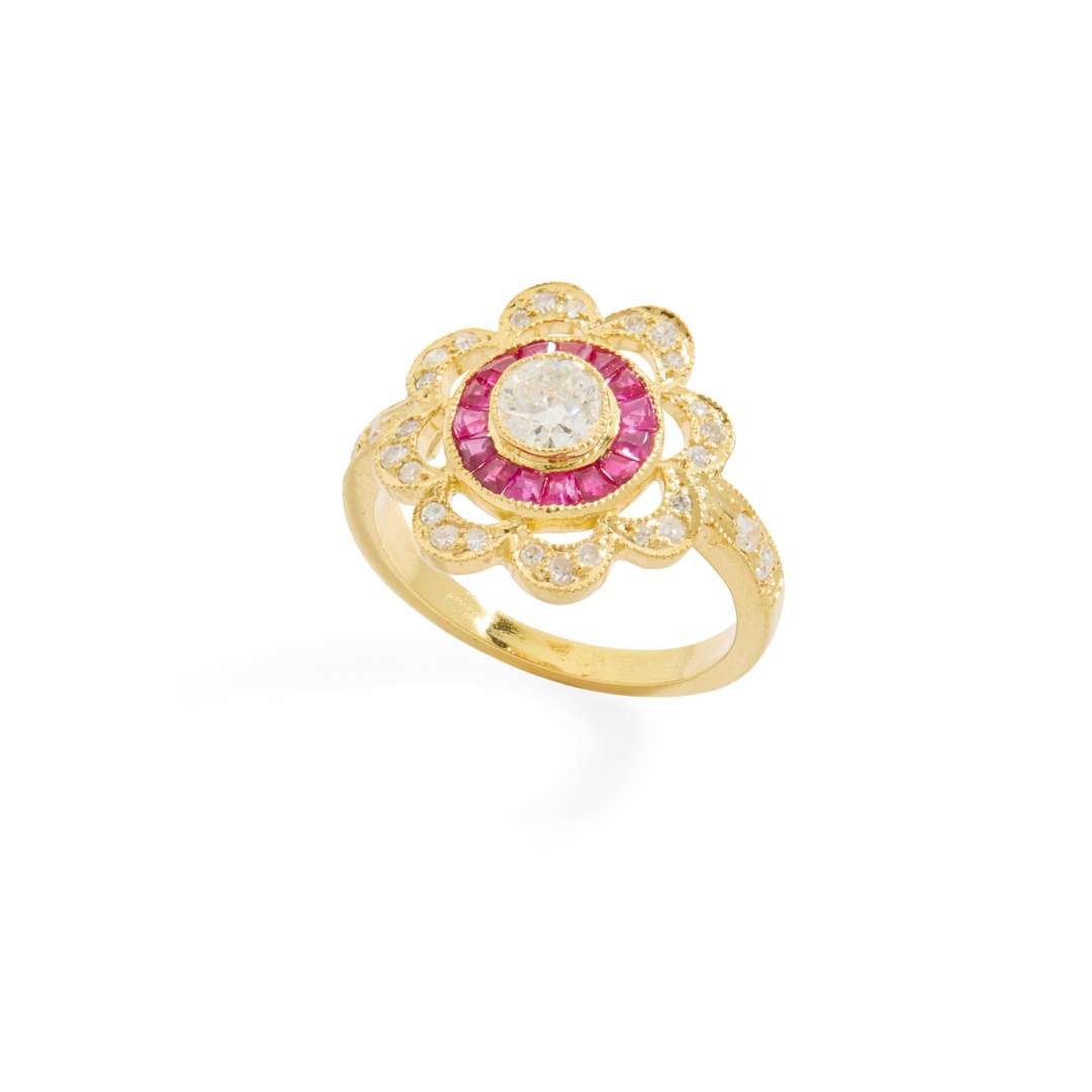 A ruby and diamond floral cluster ring - Image 2 of 2