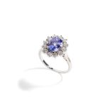 A Tanzanite and diamond cluster ring