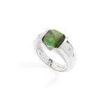 Mappin & Webb: An 18ct gold green tourmaline and diamond ring