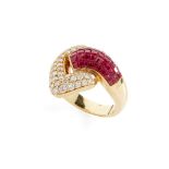 A ruby and diamond dress ring