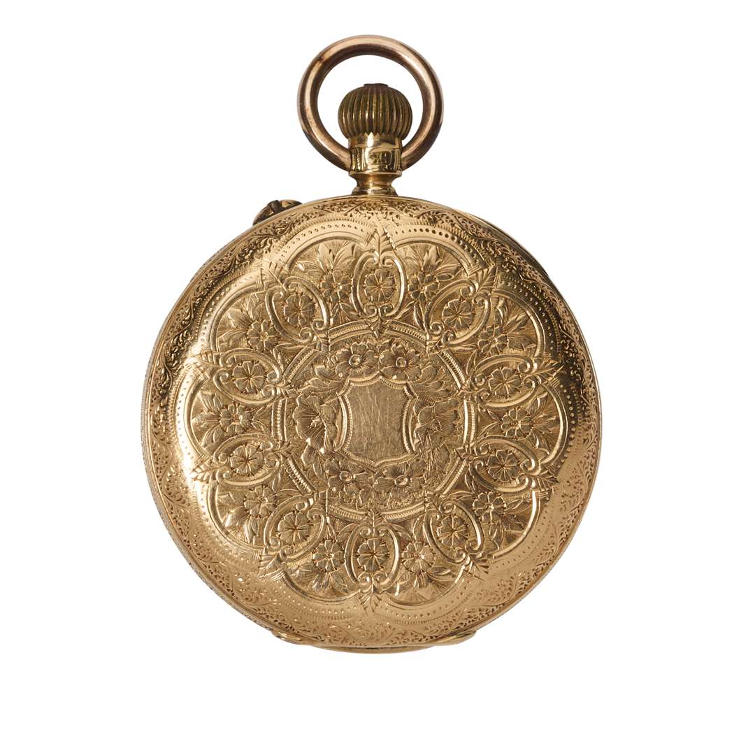 An 18k gold open-face keyless fob watch - Image 2 of 3