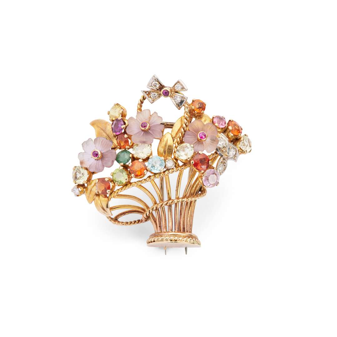 A multi-gem giardinetto brooch