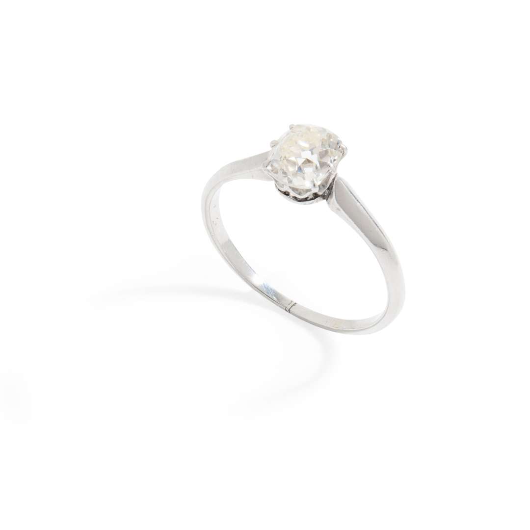 A cushion-cut diamond single-stone ring