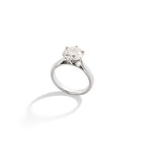 A platinum diamond single-stone ring