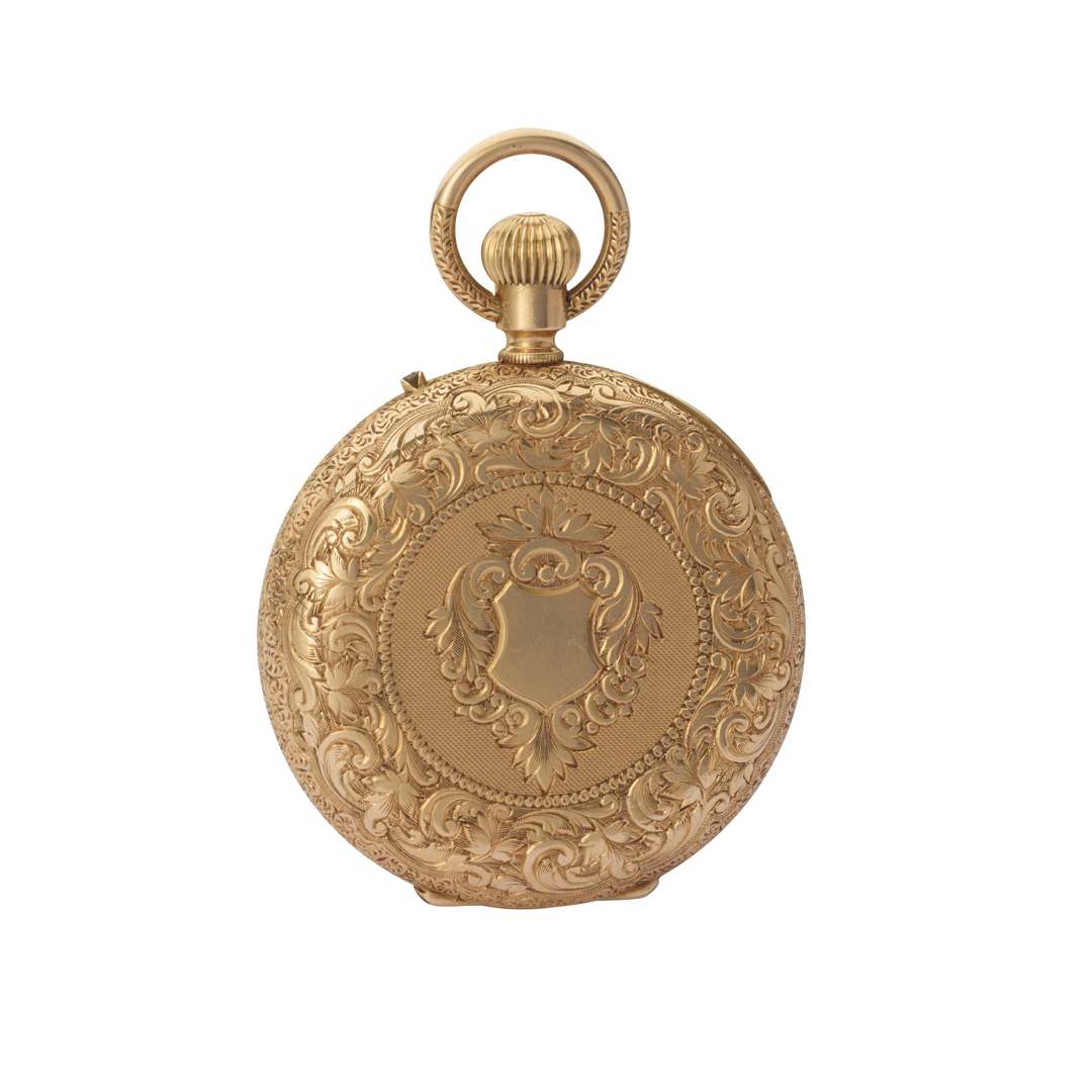 Swiss. An 18k yellow gold and enamel half-hunter pocket watch - Image 2 of 3