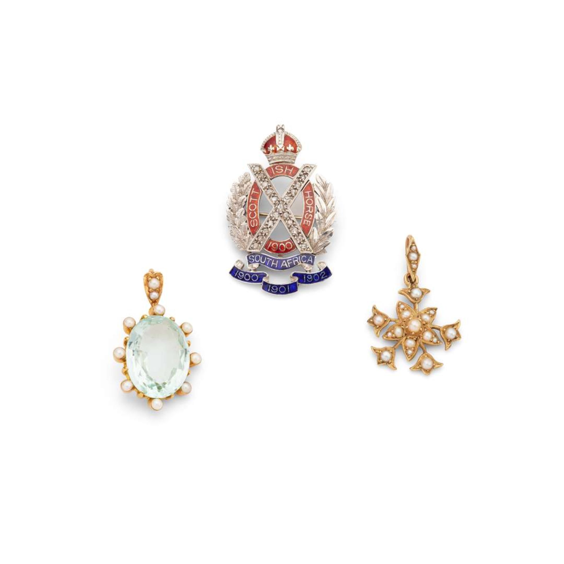 Two early 20th century gem-set pendants