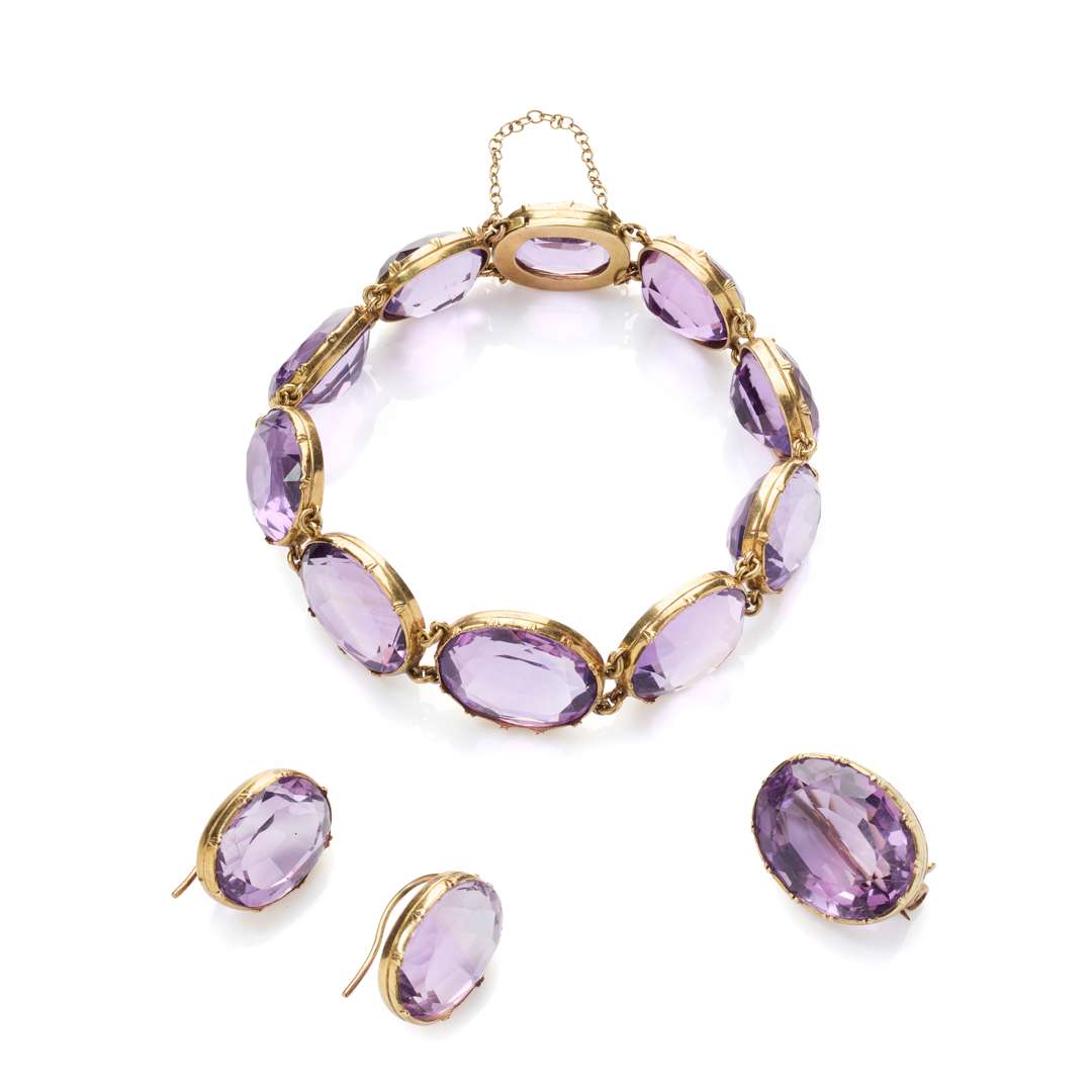 A part-suite of amethyst jewellery