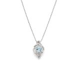 An aquamarine and diamond pendant