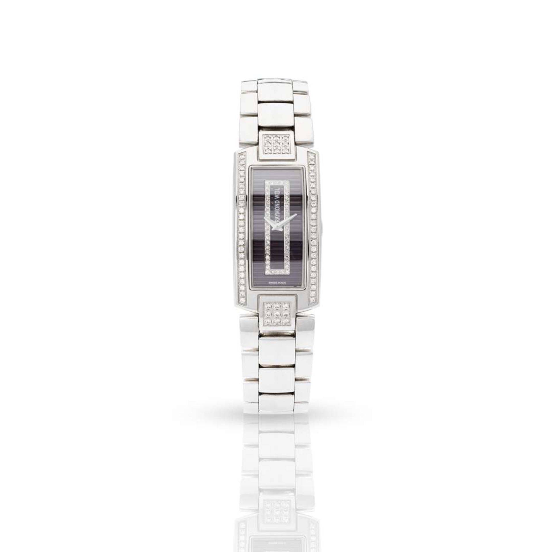Raymond Weil. A Ladies stainless steel and diamond-set rectangular quartz bracelet watch