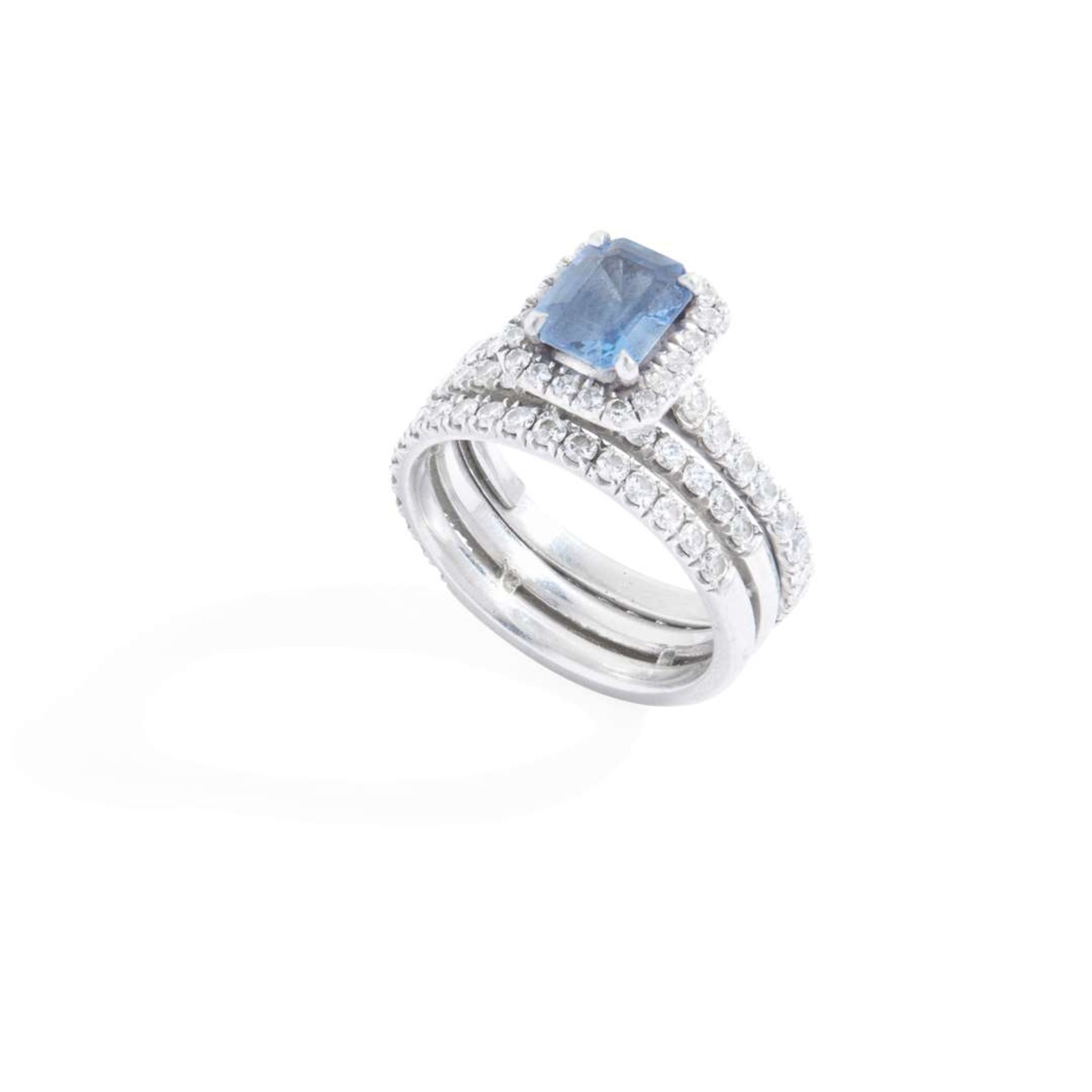 A sapphire and diamond ring set