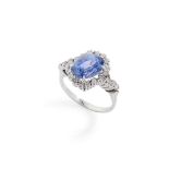 A Sri-Lankan sapphire and diamond cluster ring