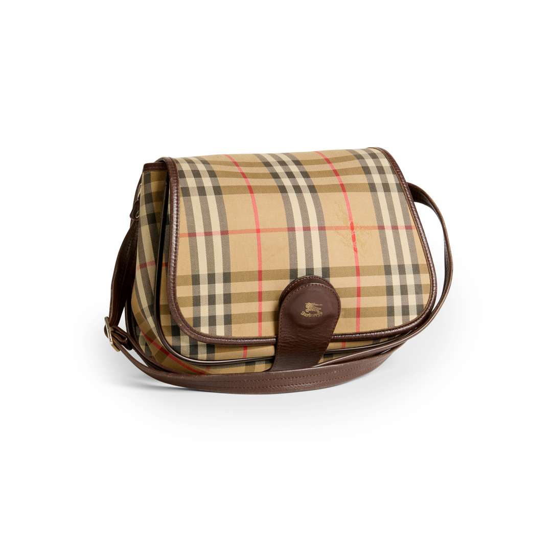 Burberry: A Burberry Check Canvas and Leather Vintage shoulder bag