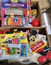 Disney juvenilia including figures, games, ceramic cups and tea set.