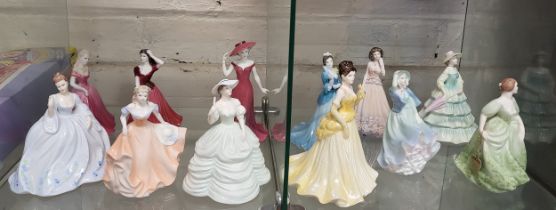 Twelve Coalport porcelain Ladies including Carla, Jennifer, and Rosamund. 12cm to 15cm (12)