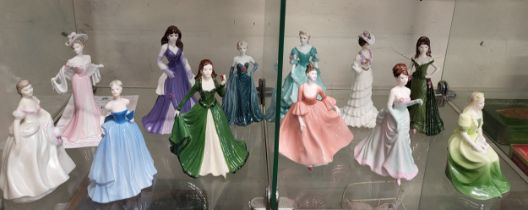 Twelve Coalport porcelain Ladies including Lady Evelyn, Estelle and Lorna. 11cm to 15cm (12)