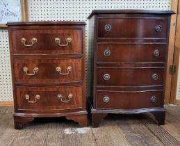 Two small bow front chest of drawers, 71cm x 50cm x 38cm and 64cm x 46cm x 36cm.