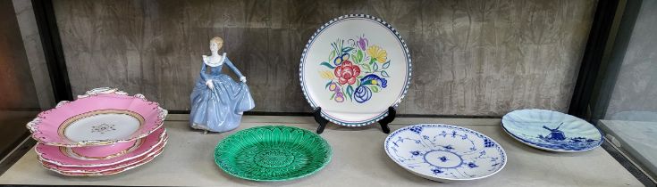 Royal Doulton Fragrance figure and eight plates including Royal Copenhagen, Wedgwood and Poole. (9)