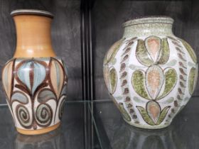 Two Denby pottery vases 23cm to 24cm. (2)