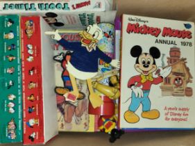 Mickey Mouse Annuals, Disneyland Annuals, Mickey's Kaleidoscope four figures and two packets of