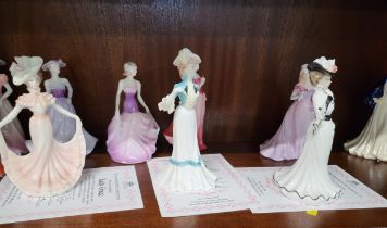 Twelve Coalport porcelain Ladies including Lady Frances, Lady Grace and Lady Sarah. 12cm to 15cm. (