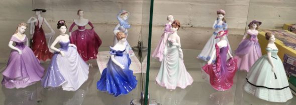 Twelve Coalport porcelain Ladies including Veronica, Lady Phoebe and Carrie. 12cm to 14cm (12)