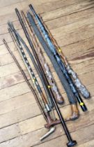 A selection of eight assorted walking canes and a riding crop (9)