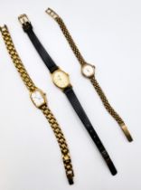 A 9ct yellow gold ladies Accurist wristwatch on articulated link strap, together with two Pulsar