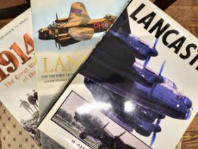 A set of six Second World War Books W. Churchill and three books featuring Lancaster Bomber and WW1