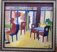 Cafe at Twyford by Richard Conway-Jones, framed. 49cm x 51cm.