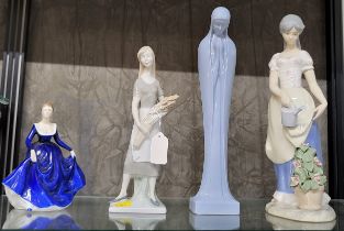 A Rex figure of a girl watering a plant, 32cm, Cara figure of Andrea, 15cm, Friars Pottery of a nun,