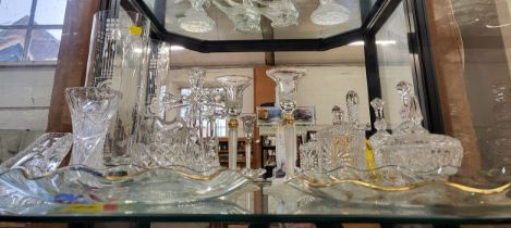Cut glass tablewares, vase and a pair of candlesticks. (9)