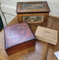 A wooden letter case, together with two wooden boxes (3)