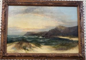 Newlans school, seascape, framed. Signed William Langton. 52cm x 73cm.