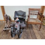 Childs sledge (45cm x 81cm x 30cm), chair (49cm) and rocking horse (41cm x 60cm x 20cm)