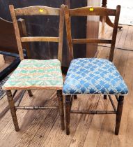 Two Victorian bedroom chairs with fabric-covered seats. (2)