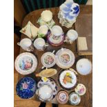 Six Oriental blue and white petal shaped dishes, together with a group of various English,