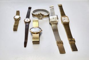 A collection of six watches including a gents 1960's Accurist Shockmaster 17 jewels, gold-plated