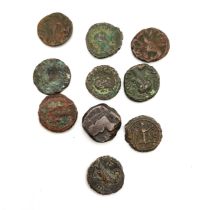 A group of various Antique coins, most very worn, some with light profiles and writing faintly