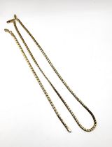 An Italian 18ct yellow gold flattened fancy-link chain necklace, 46 cm long, together with