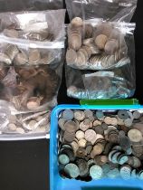 A quantity of white metals coins including half crowns, one shillings, florins, etc.