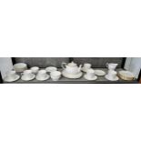 A Duchess 'Ascot' pattern tea service and a Regency Bone China white jug. (35)