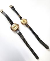 Two ladies cocktail watches, one 1920's in 9ct gold, the other an Accurist circa 1920-1930.