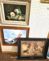 Three paintings including a vintage Adolphus George Broomfield nautical scene 54cm x 65, oil on