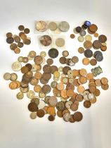A collection of antique coins, including a 1oz fine silver One Dollar USA coin, various 19th and