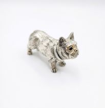 A silver-plated dog vesta case, in the form of a French bulldog, 4.2 cm h x 6.3 cm w