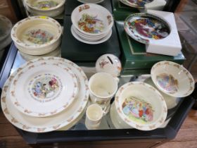 Eight Royal Doulton Bunnykins tablewares, six other children's ceramic tablewares and a Bing &